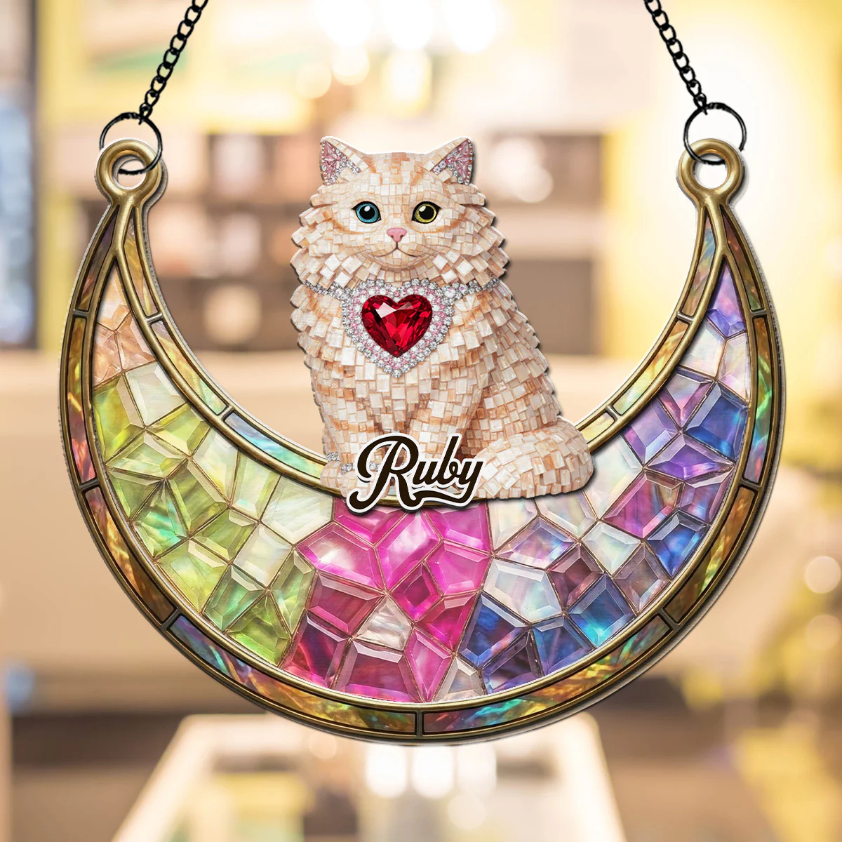 Crystal Blink Cat - Personalized Custom Suncatcher - Image 4