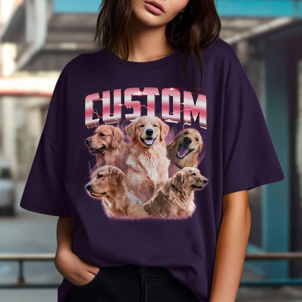 Custom Pet Face Vintage Version 1 - Personalized Custom Unisex T-shirt - Image 4