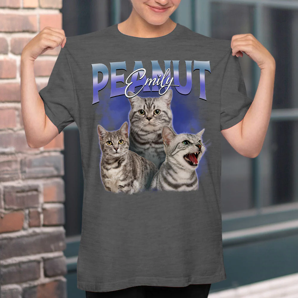Custom Pet Face Vintage Version 2 - Personalized Custom Unisex T-shirt - Image 4