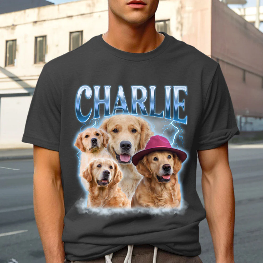 Custom Pet Face Vintage Version 3 - Personalized Custom Unisex T-shirt - Image 2