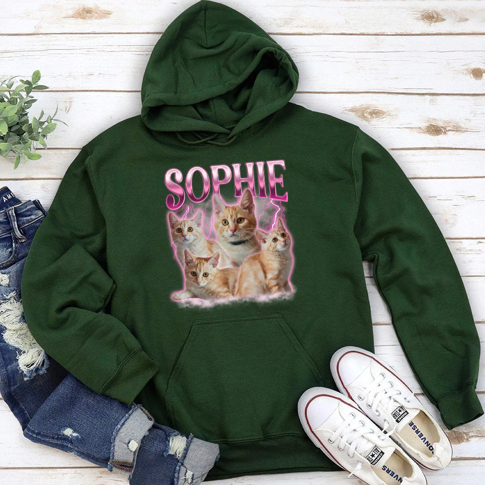 Custom Pet Face Vintage Version 8 - Personalized Custom Hoodie - Image 4