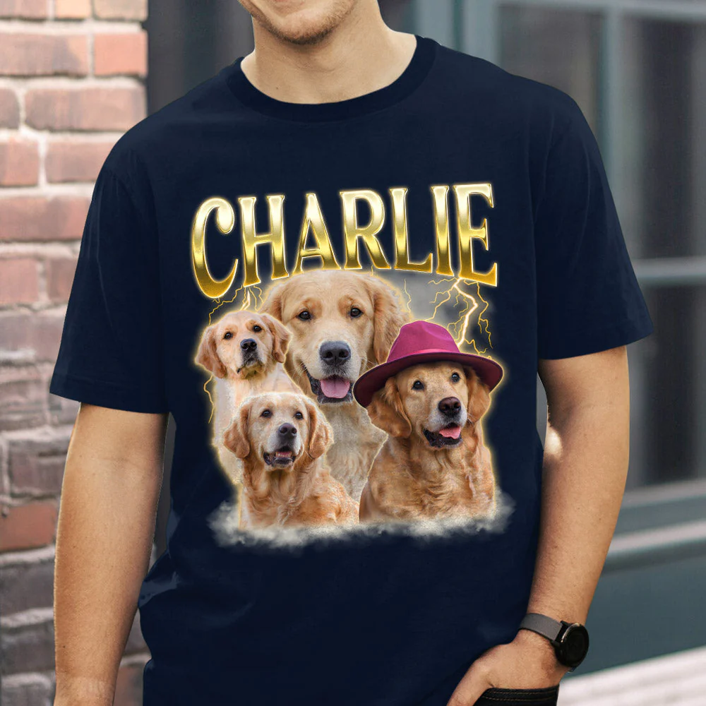 Custom Pet Face Vintage Version 8 - Personalized Custom Unisex T-shirt - Image 3
