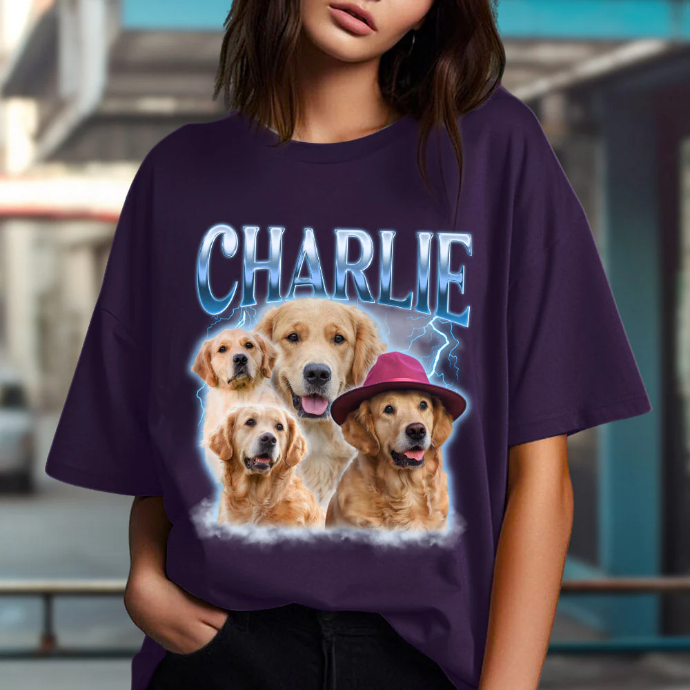 Custom Pet Face Vintage Version 8 - Personalized Custom Unisex T-shirt - Image 5