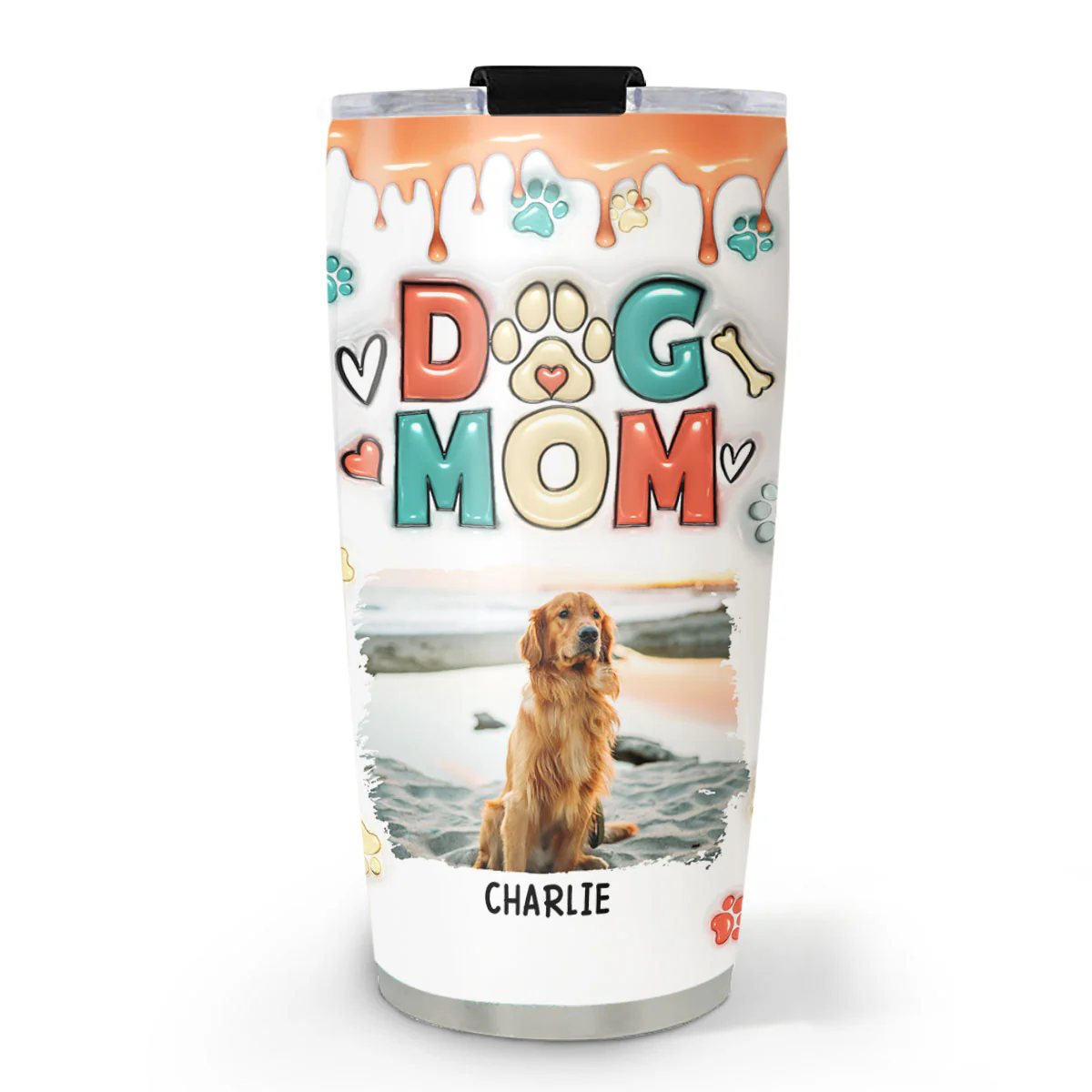 Cute Mom Of Dogs Photo- Personalized Custom 3D Inflated Effect Tumbler