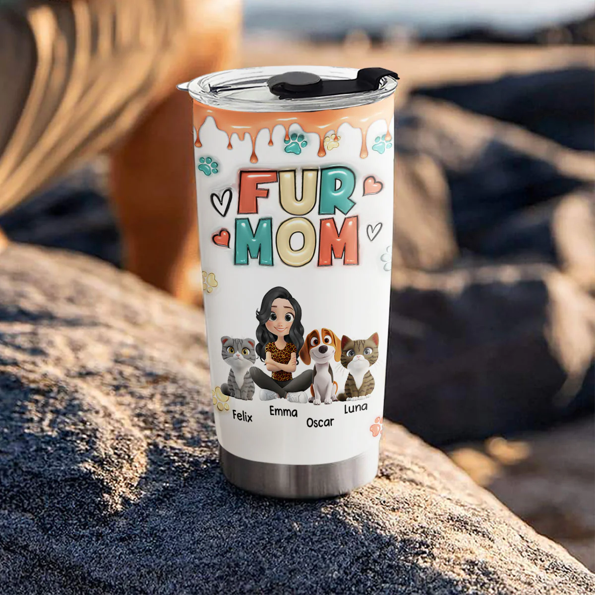 Cute Mom Of Pets - Personalized Custom 3D Inflated Effect Tumbler - Image 4