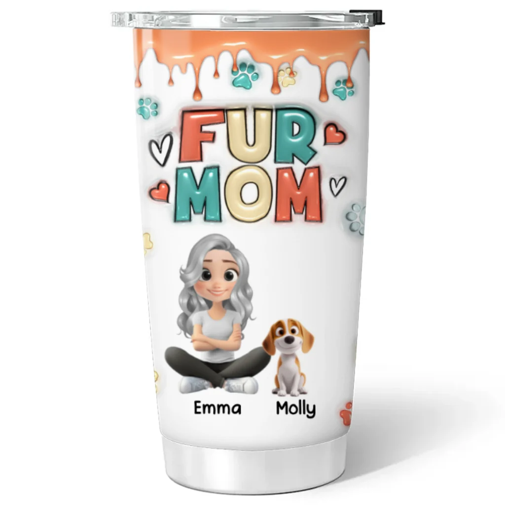 Cute Mom Of Pets - Personalized Custom 3D Inflated Effect Tumbler - Image 5