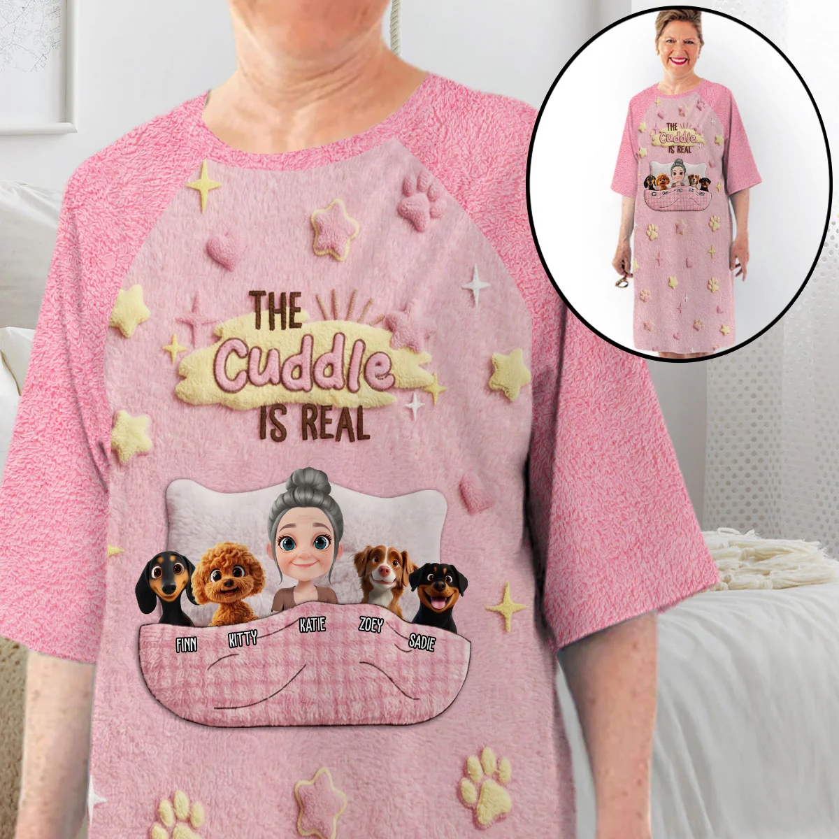 Cute Stuffy Cuddle Shirt - Personalized Custom 3/4 Sleeve Dress - Image 5