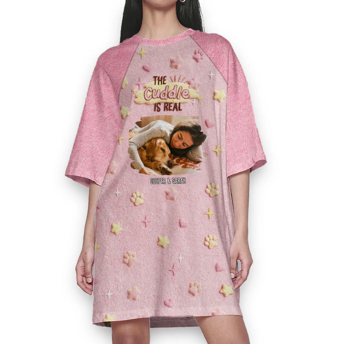 Cute Stuffy Cuddle Shirt Photo - Personalized Custom 3/4 Sleeve Dress
