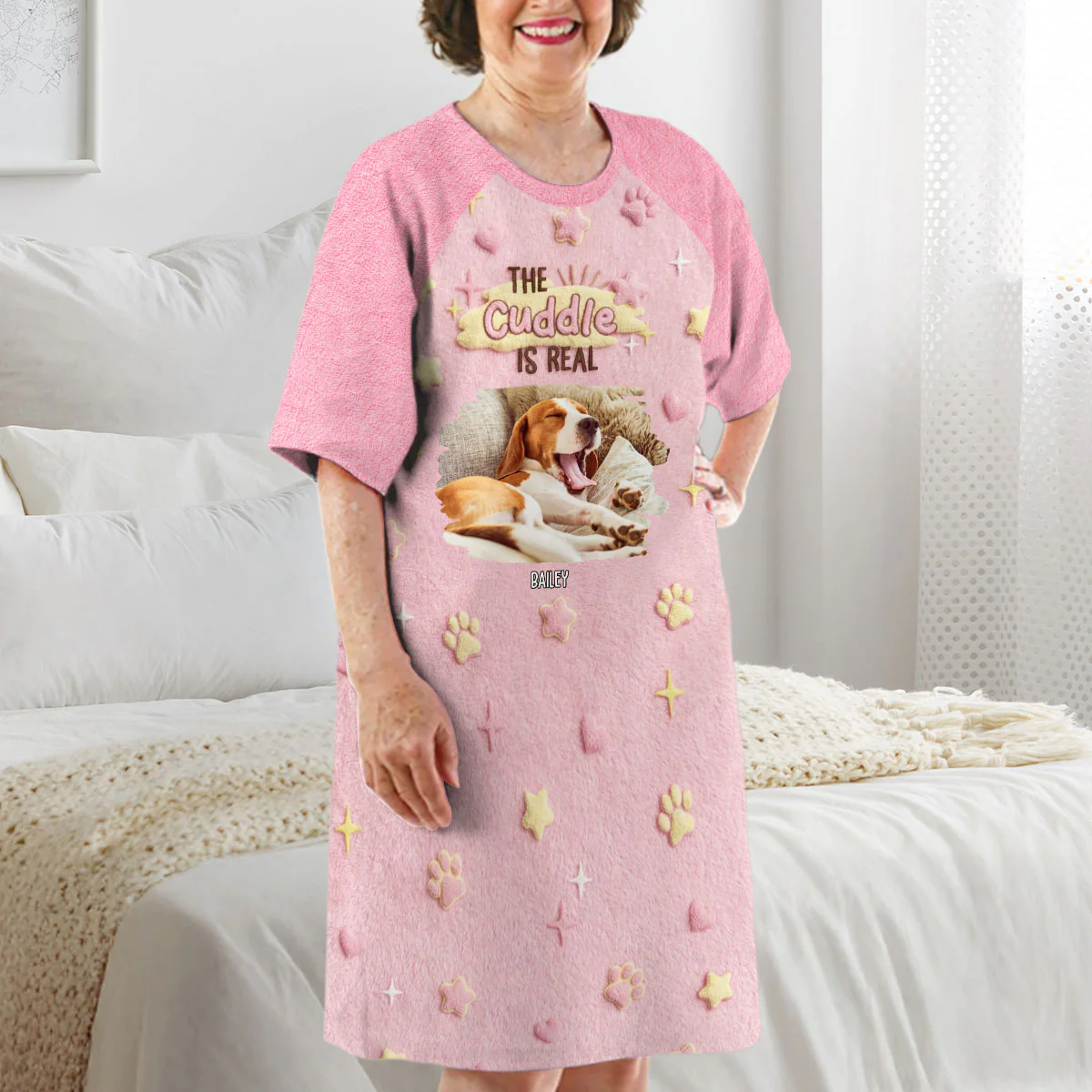 Cute Stuffy Cuddle Shirt Photo - Personalized Custom 3/4 Sleeve Dress - Image 3
