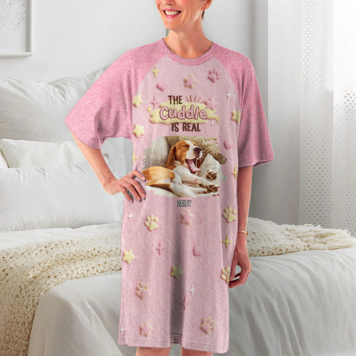 Cute Stuffy Cuddle Shirt Photo - Personalized Custom 3/4 Sleeve Dress - Image 4