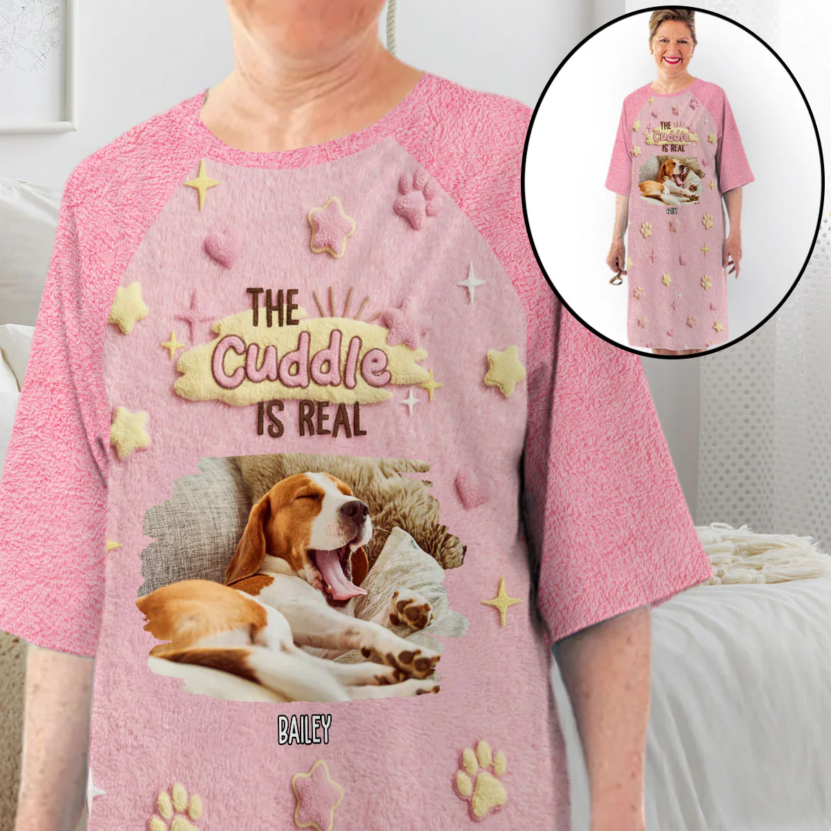Cute Stuffy Cuddle Shirt Photo - Personalized Custom 3/4 Sleeve Dress - Image 5