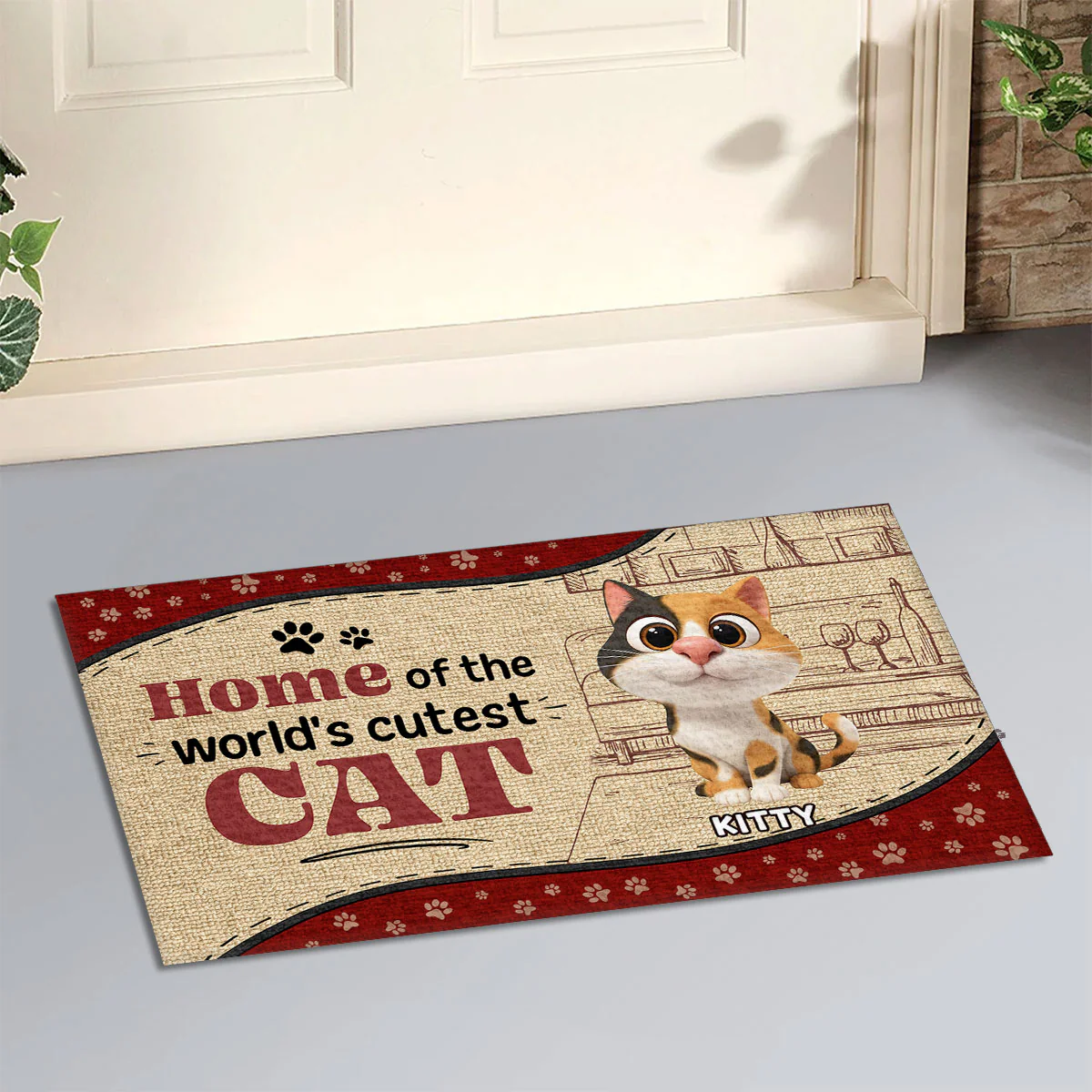 Cutest Cat - Personalized Custom Doormat - Image 3