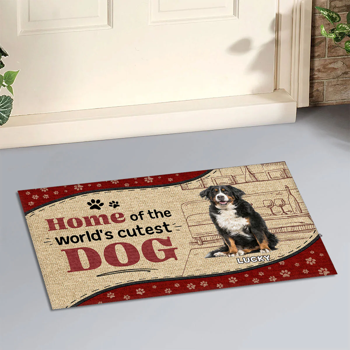 Cutest Dog Photo - Personalized Custom Doormat - Image 2