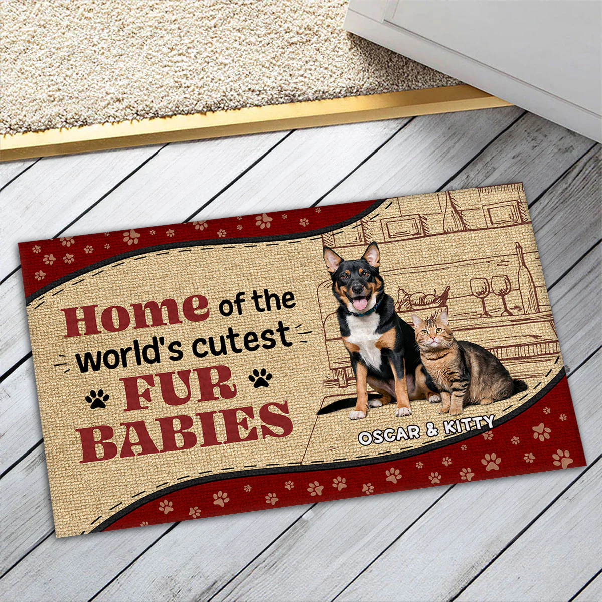 Cutest Fur Babies Photo - Personalized Custom Doormat - Image 2