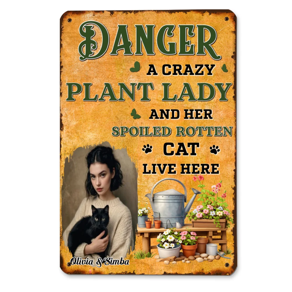 Danger Cat Version Photo - Personalized Custom Metal Sign - Image 2
