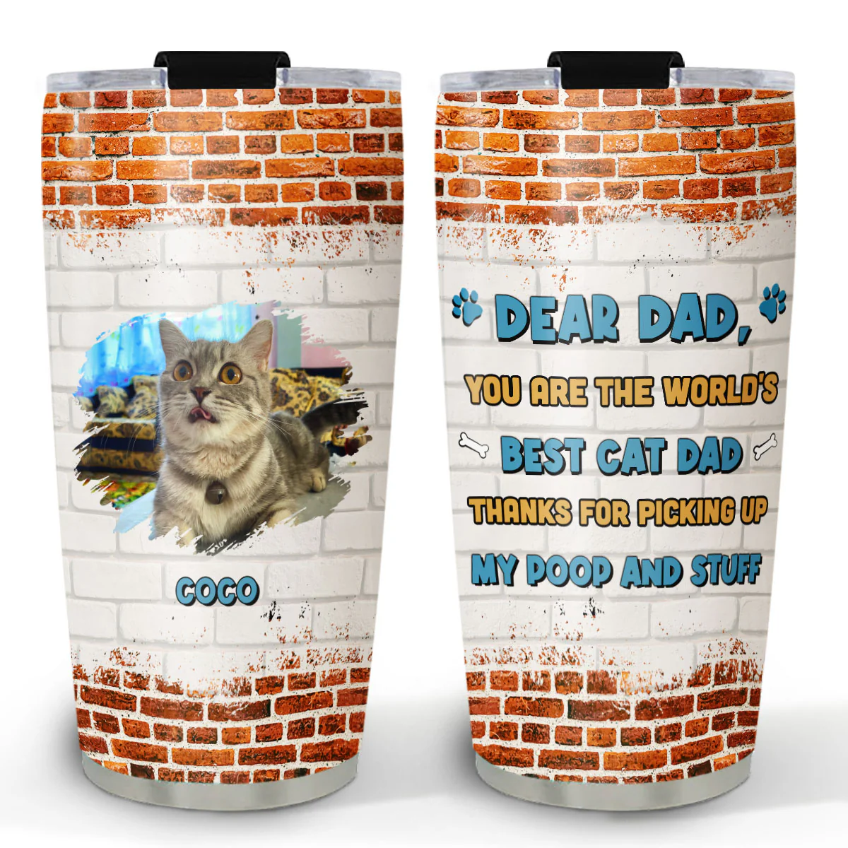 Dear Dad Cat Ver Photo - Personalized Custom Tumbler