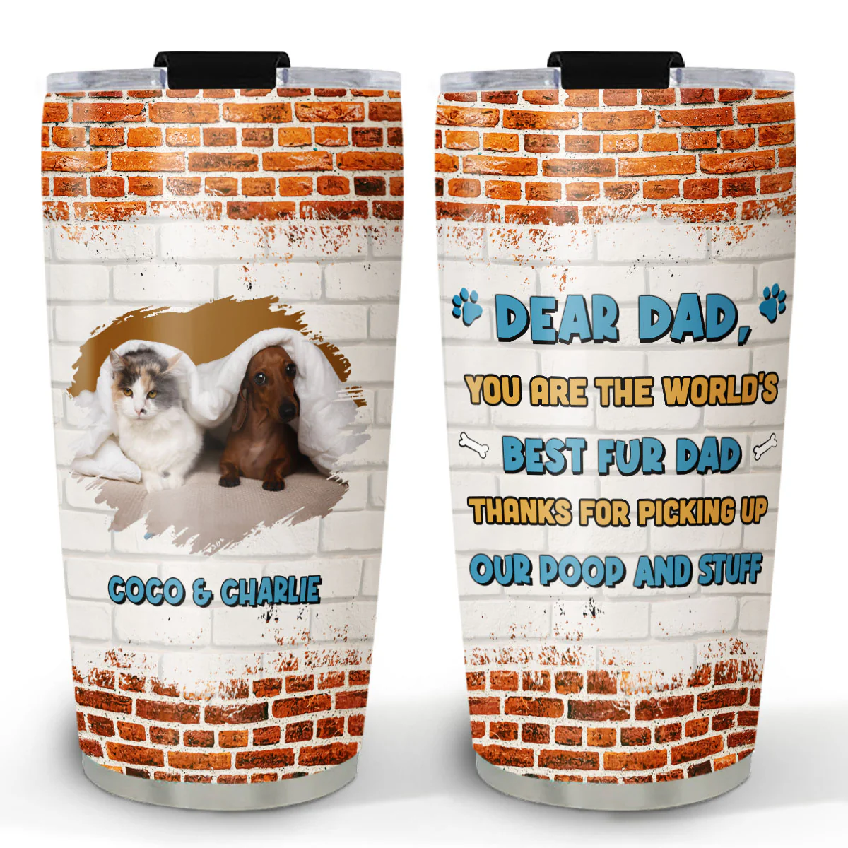 Dear Dad Fur Ver Photo - Personalized Custom Tumbler