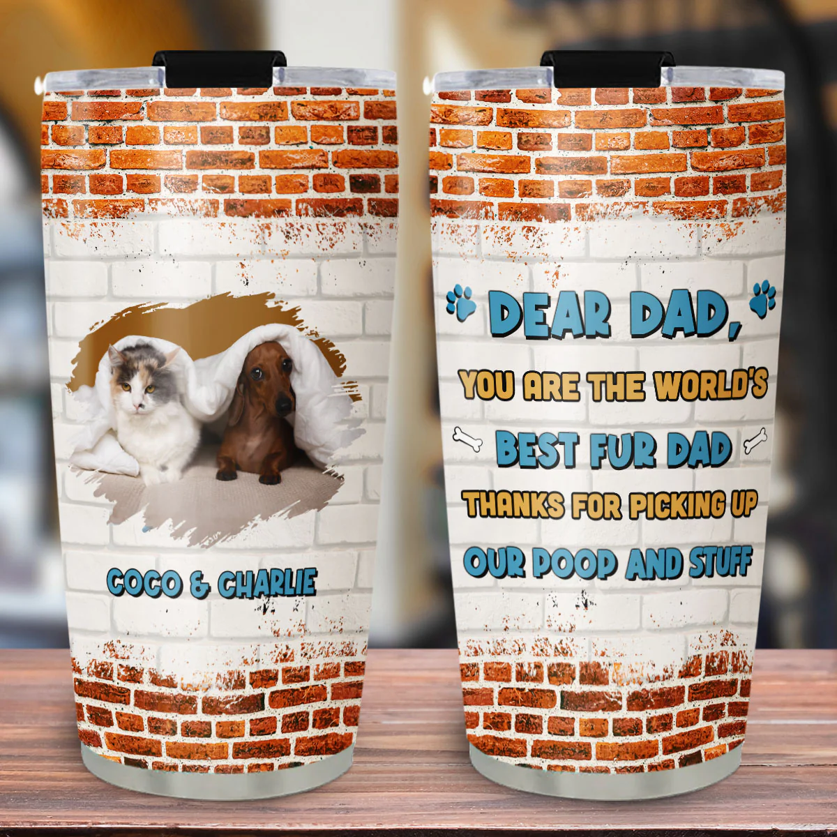 Dear Dad Fur Ver Photo - Personalized Custom Tumbler - Image 2