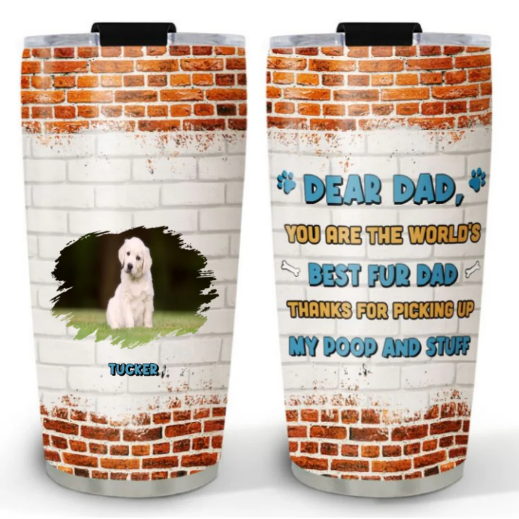 Dear Dad Fur Ver Photo - Personalized Custom Tumbler - Image 3