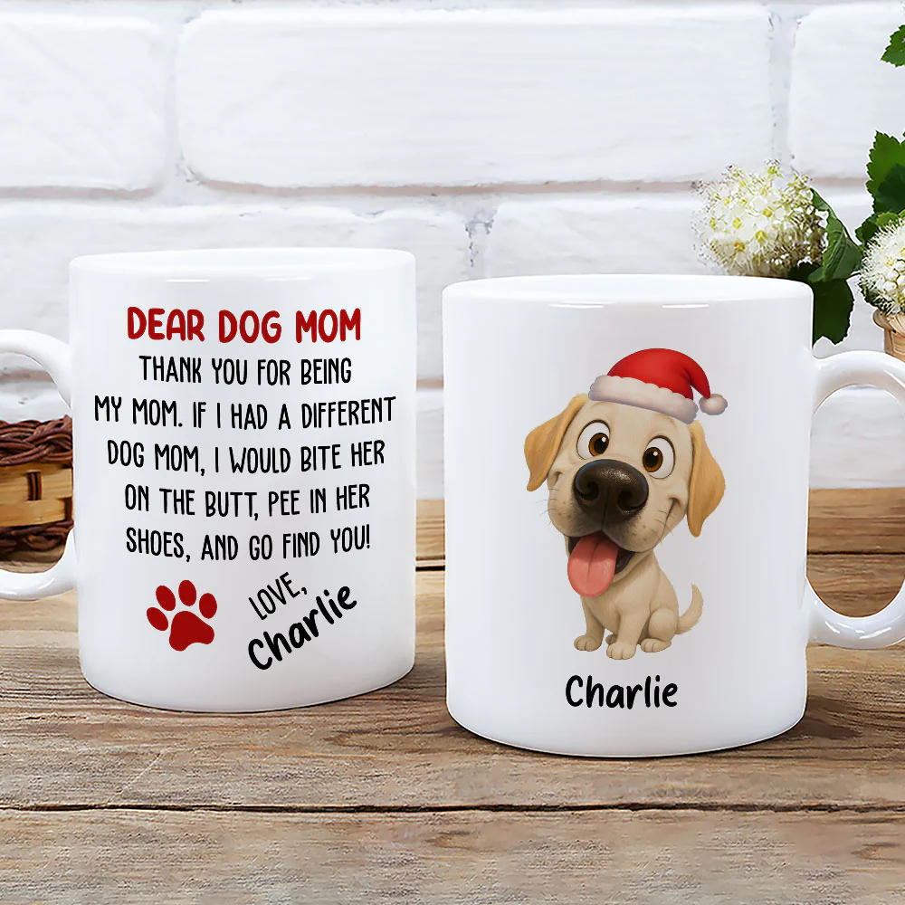 Dear Dog Mom - Personalized Custom Coffee Mug - Image 2