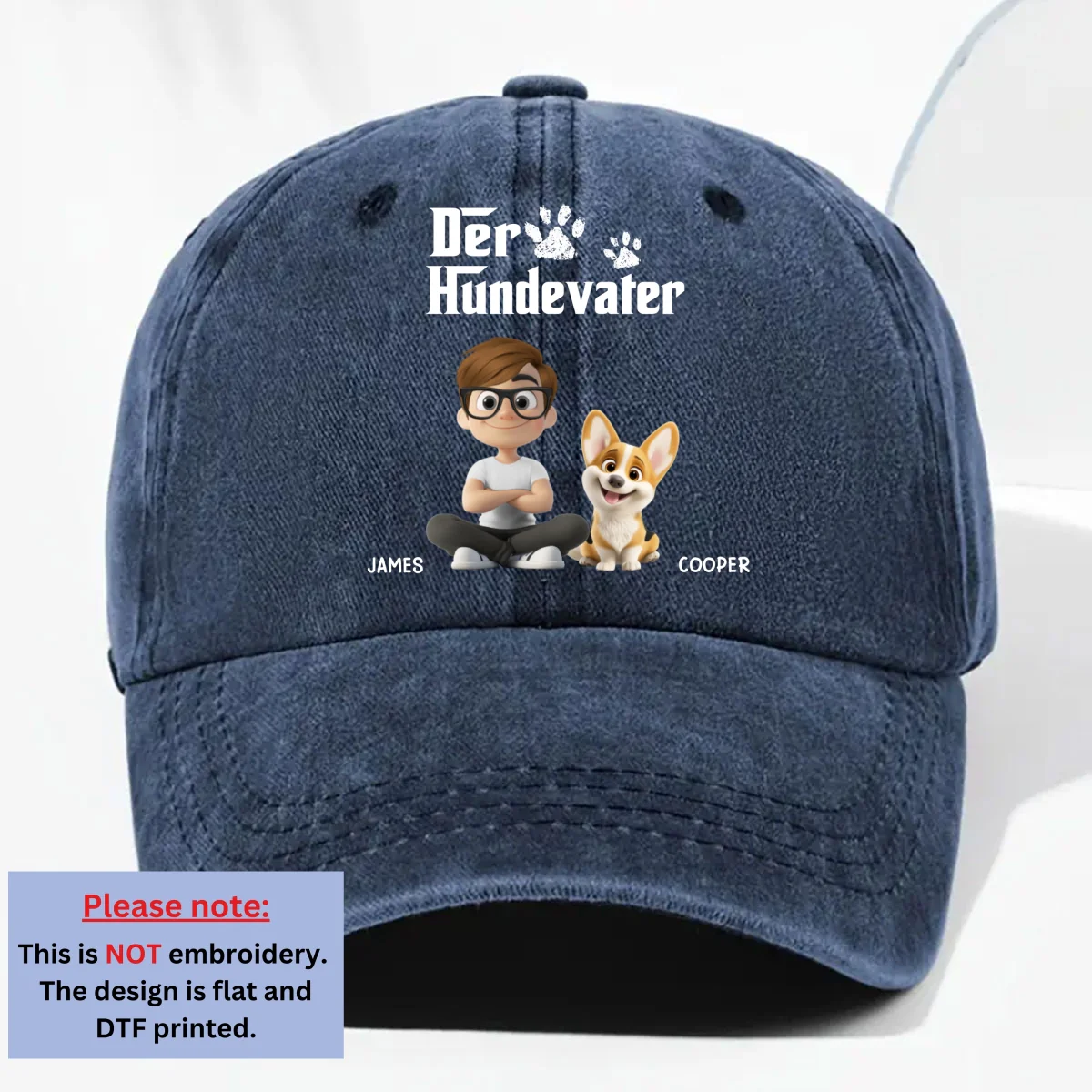 Der Hundevater - Personalisierte Vintage-Denim-Kappe im Used-Look - Image 7