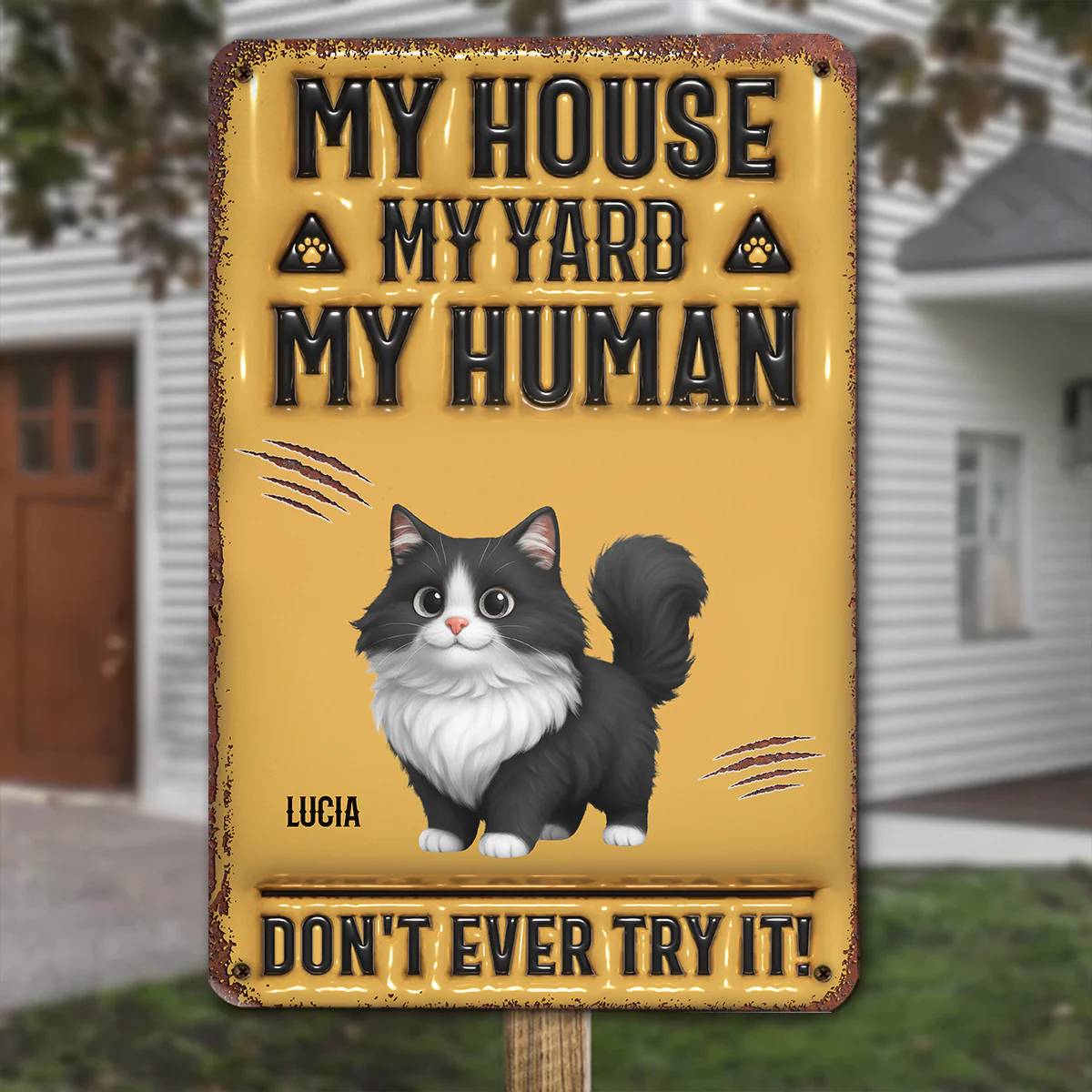 Do Not Try Cats Said - Personalized Custom 3D Inflated Effect Metal Sign - Image 2