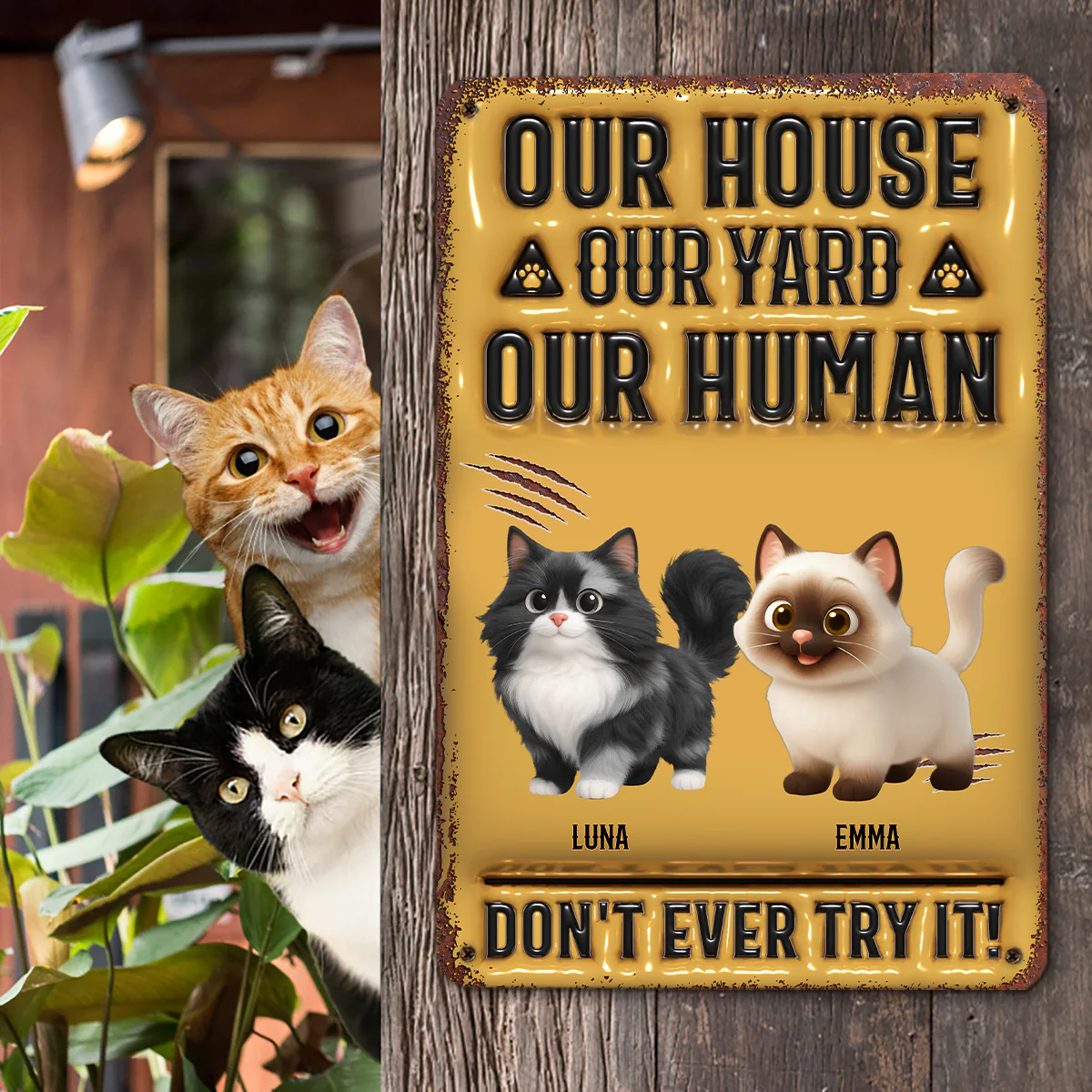 Do Not Try Cats Said - Personalized Custom 3D Inflated Effect Metal Sign - Image 4