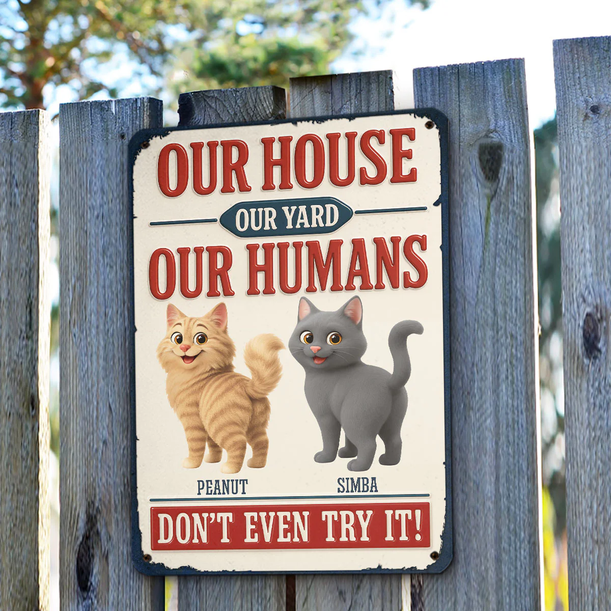 Do Not Try It Human Ver Cat Butt - Personalized Custom 3D Inflated Effect Metal Sign - Image 3
