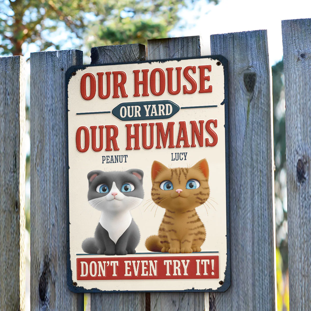 Do Not Try It Human Ver Cat - Personalized Custom 3D Inflated Effect Metal Sign - Image 3