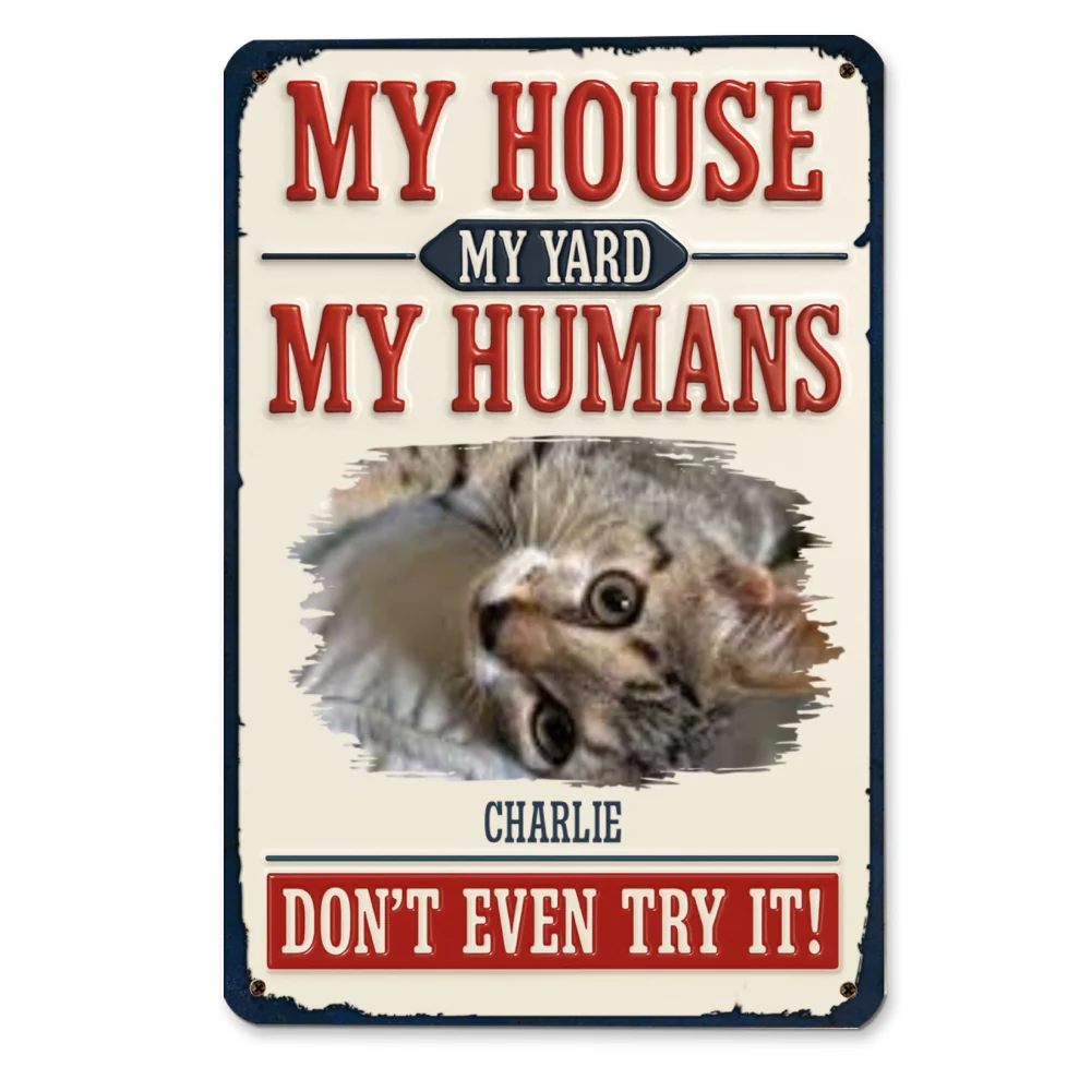 Do Not Try It Human Ver Cat Photo - Personalized Custom 3D Inflated Effect Metal Sign - Image 5