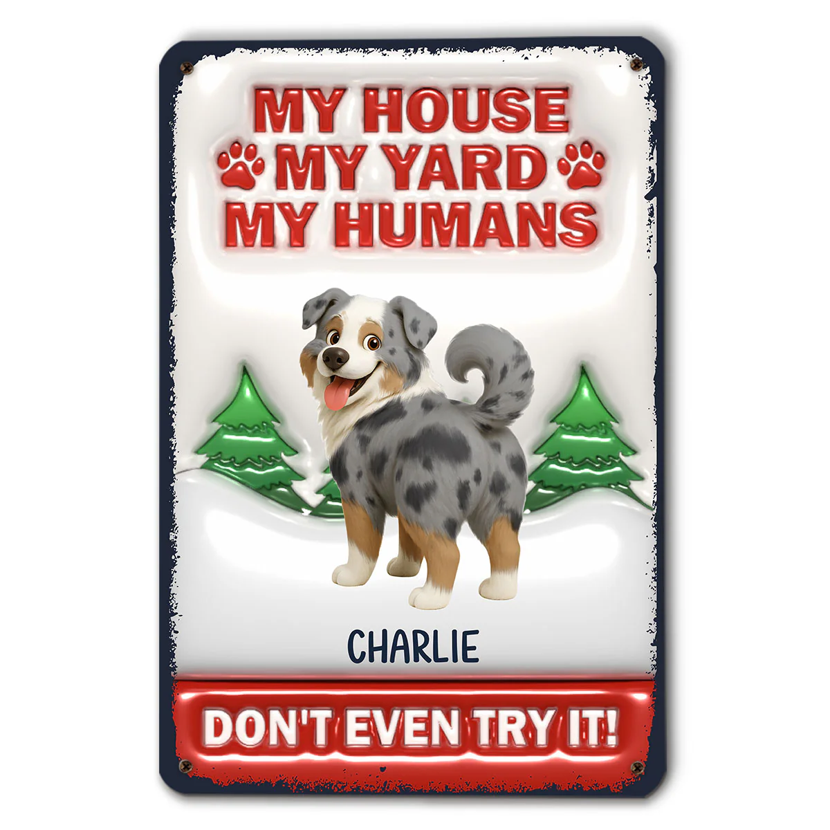 Do Not Try It Human Ver Christmas - Personalized Custom 3D Inflated Effect Metal Sign
