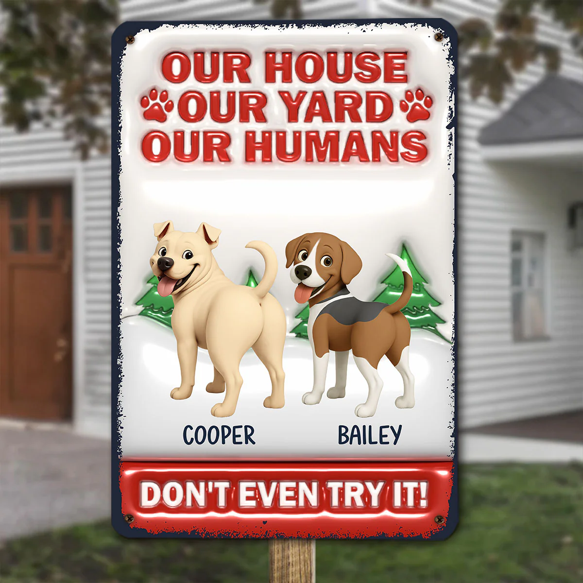Do Not Try It Human Ver Christmas - Personalized Custom 3D Inflated Effect Metal Sign - Image 2