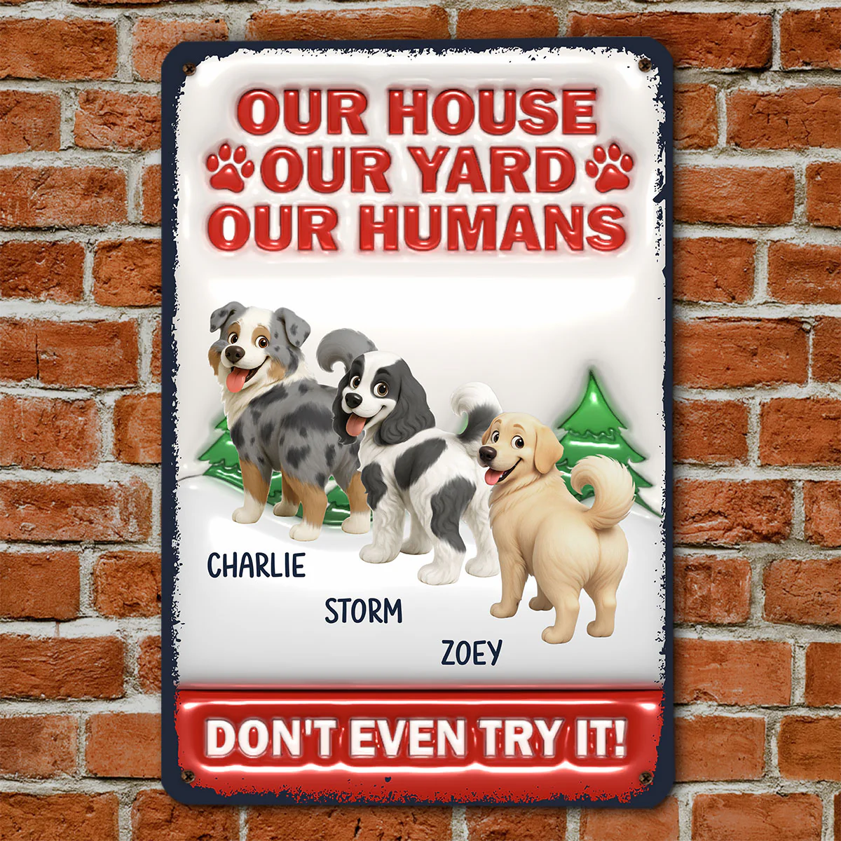 Do Not Try It Human Ver Christmas - Personalized Custom 3D Inflated Effect Metal Sign - Image 4