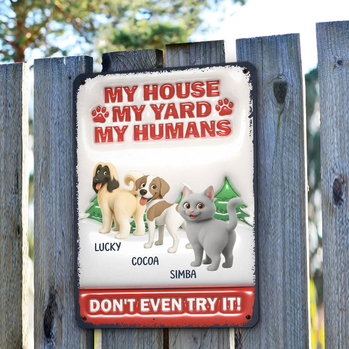 Do Not Try It Human Ver Pet Christmas - Personalized Custom 3D Inflated Effect Metal Sign - Image 3