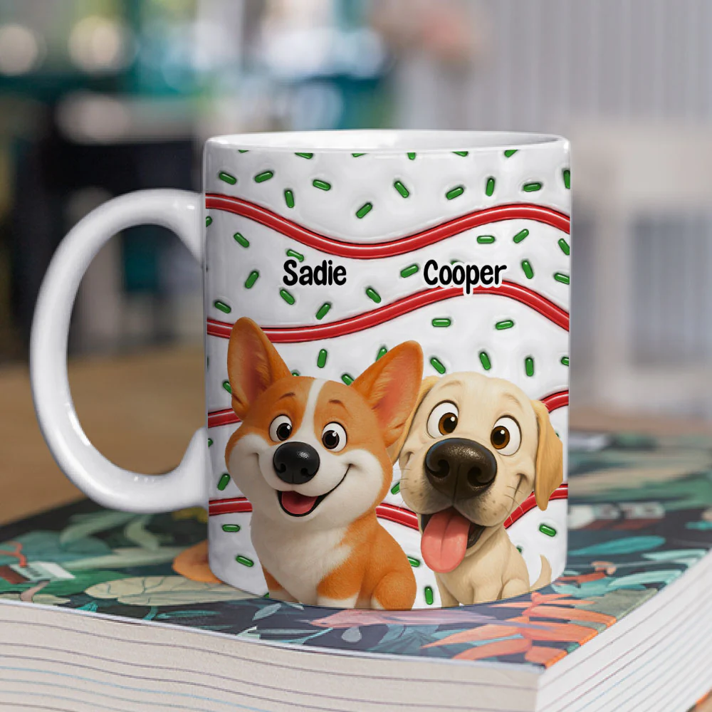 Dog And Cake Cartoon - Personalized Custom 3D Inflated Effect Mug - Image 2