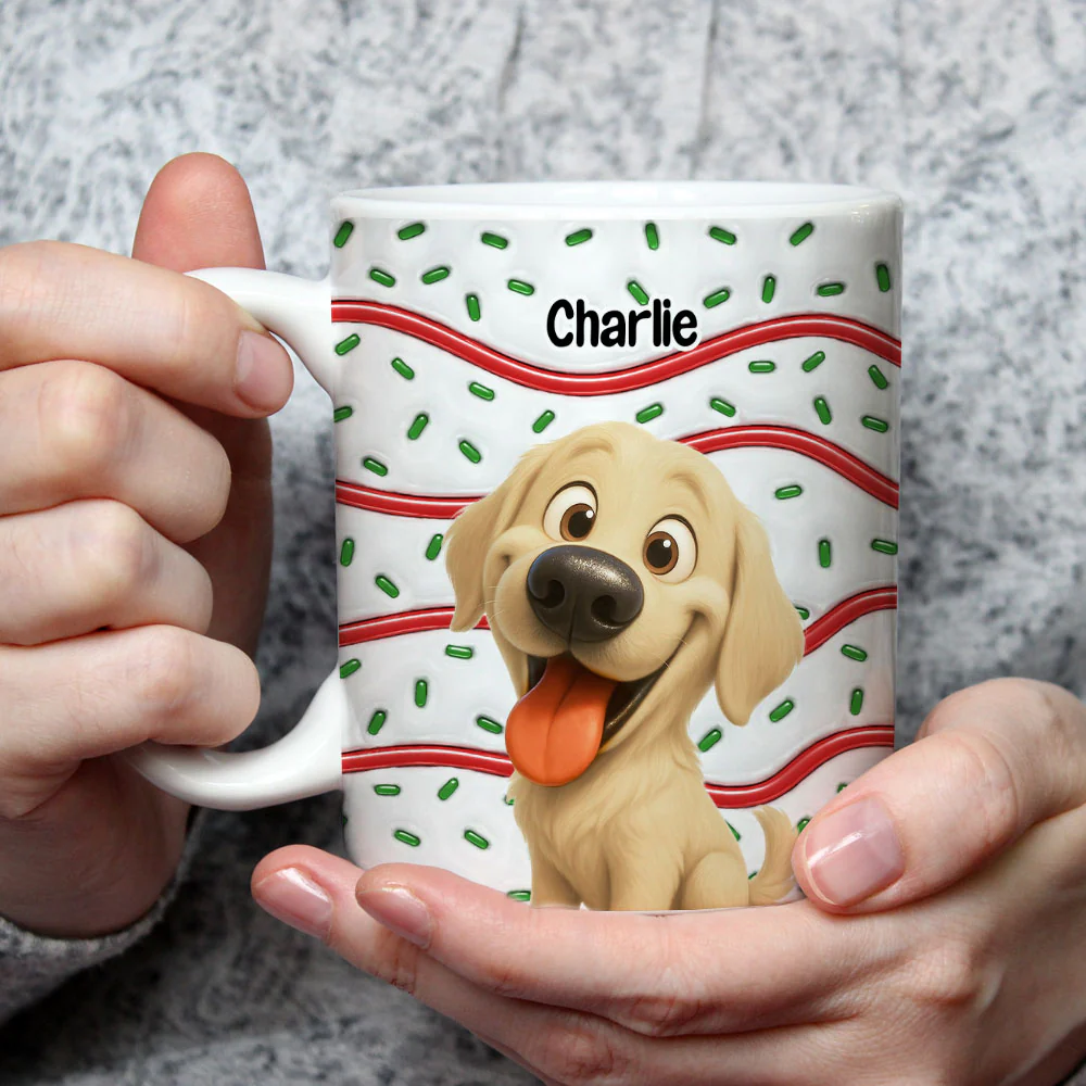 Dog And Cake Cartoon - Personalized Custom 3D Inflated Effect Mug - Image 3