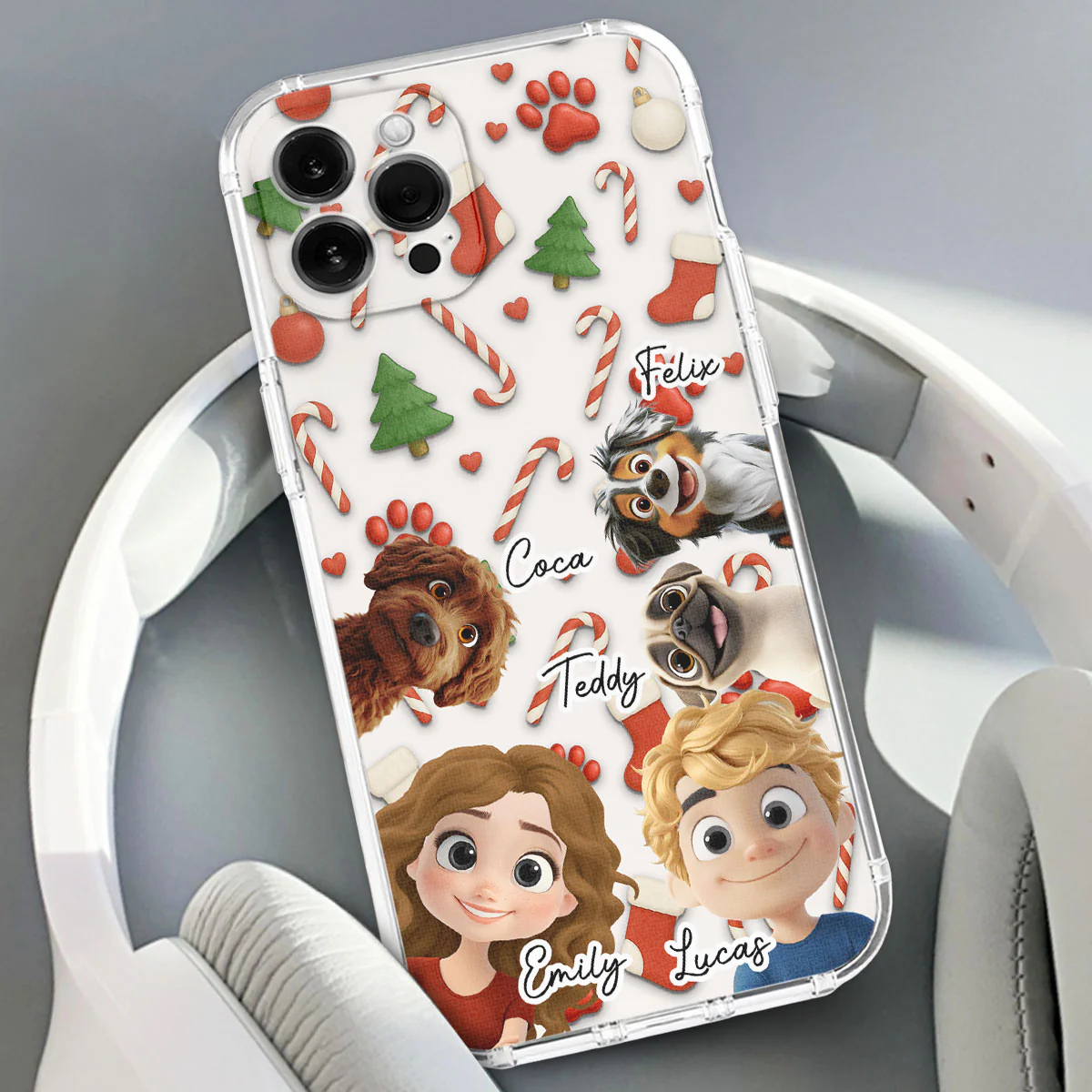 Dog And Couple Cartoon - Personalized Custom Phone Case - Image 3