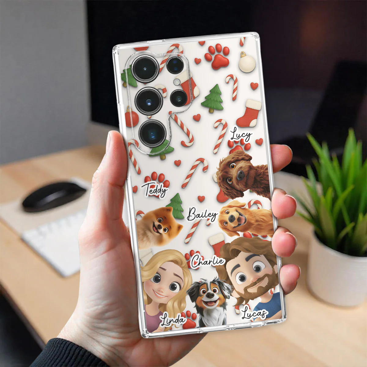 Dog And Couple Cartoon - Personalized Custom Phone Case - Image 4