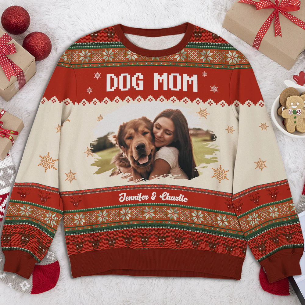 Dog And Holiday Photo - Personalized Custom All-Over-Print Sweatshirt