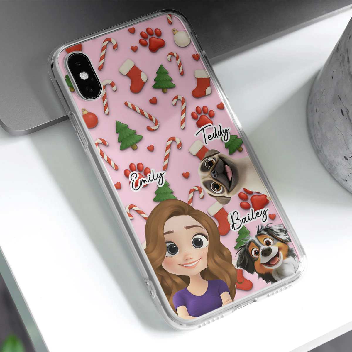 Dog And Human Cartoon Colorfull - Personalized Custom Phone Case - Image 2