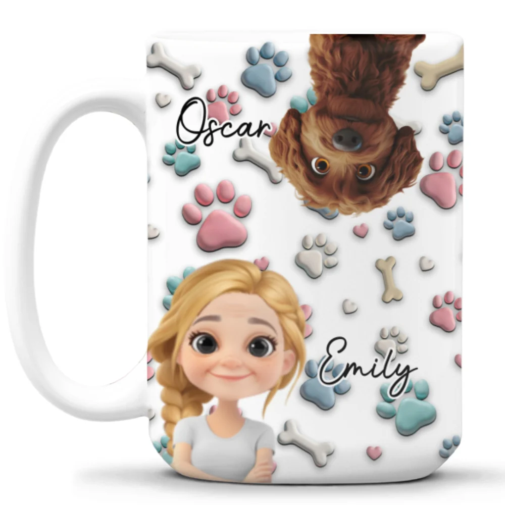 Dog And Human Cartoon - Personalized Custom Coffee Mug - Image 11