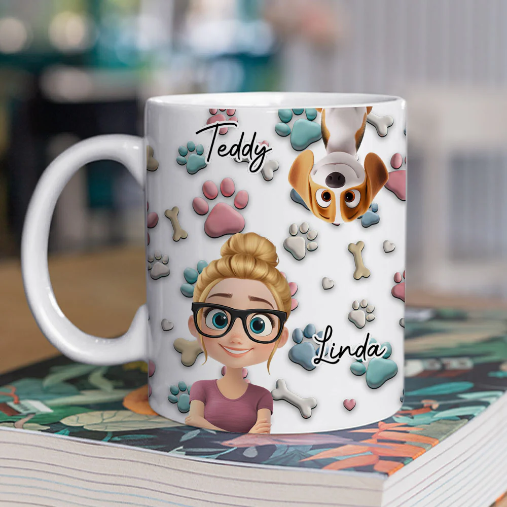 Dog And Human Cartoon - Personalized Custom Coffee Mug - Image 2