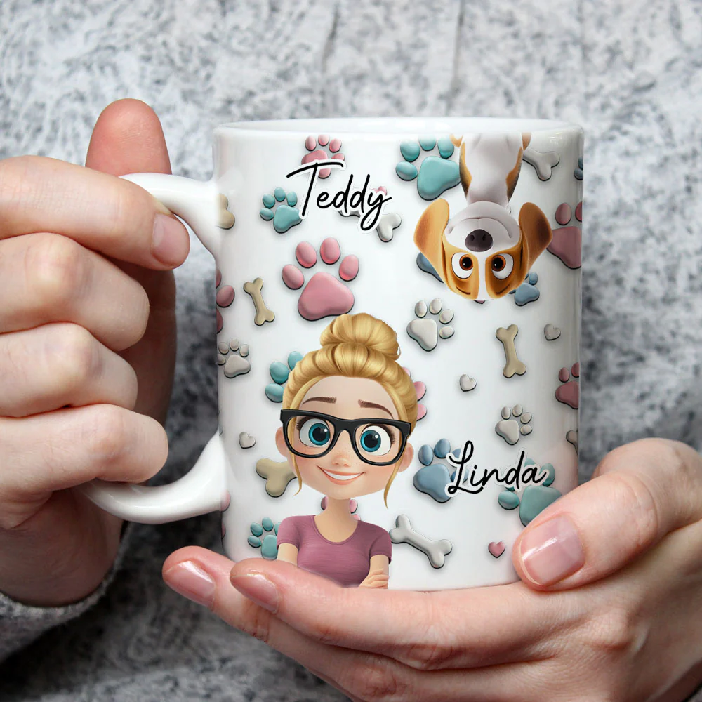 Dog And Human Cartoon - Personalized Custom Coffee Mug - Image 3