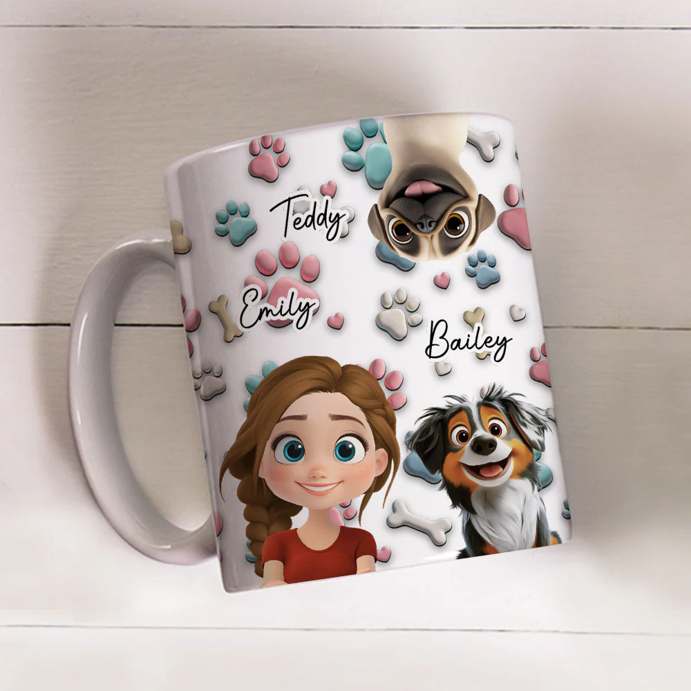 Dog And Human Cartoon - Personalized Custom Coffee Mug - Image 4