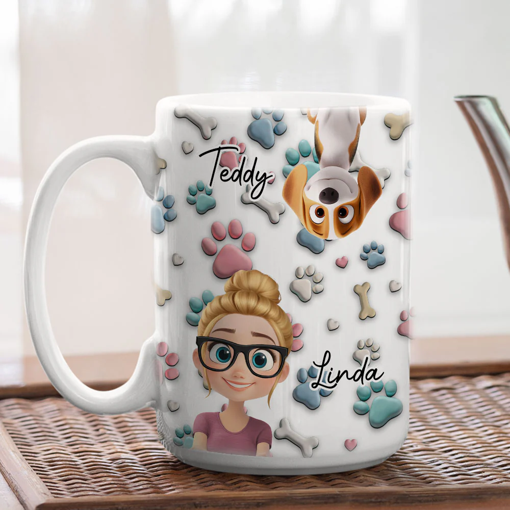Dog And Human Cartoon - Personalized Custom Coffee Mug - Image 7