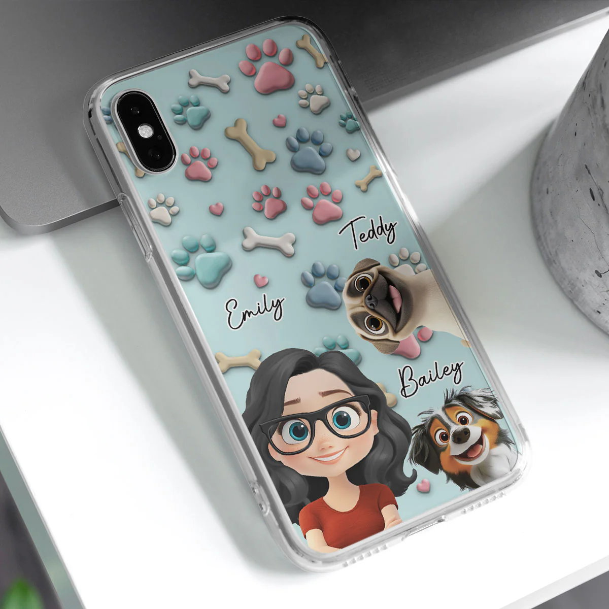 Dog And Human Cartoon - Personalized Custom Phone Case - Image 2