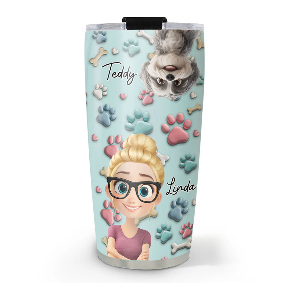 Dog And Human Cartoon - Personalized Custom Tumbler