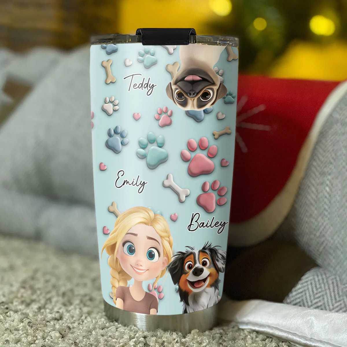 Dog And Human Cartoon - Personalized Custom Tumbler - Image 4