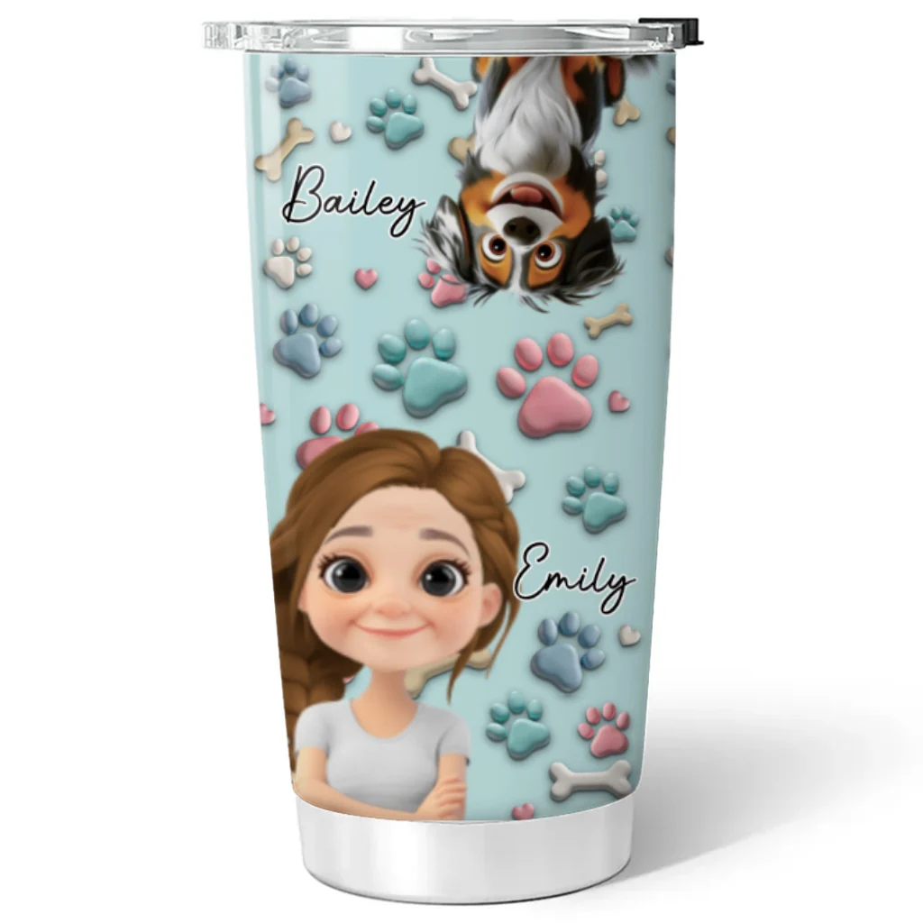 Dog And Human Cartoon - Personalized Custom Tumbler - Image 5