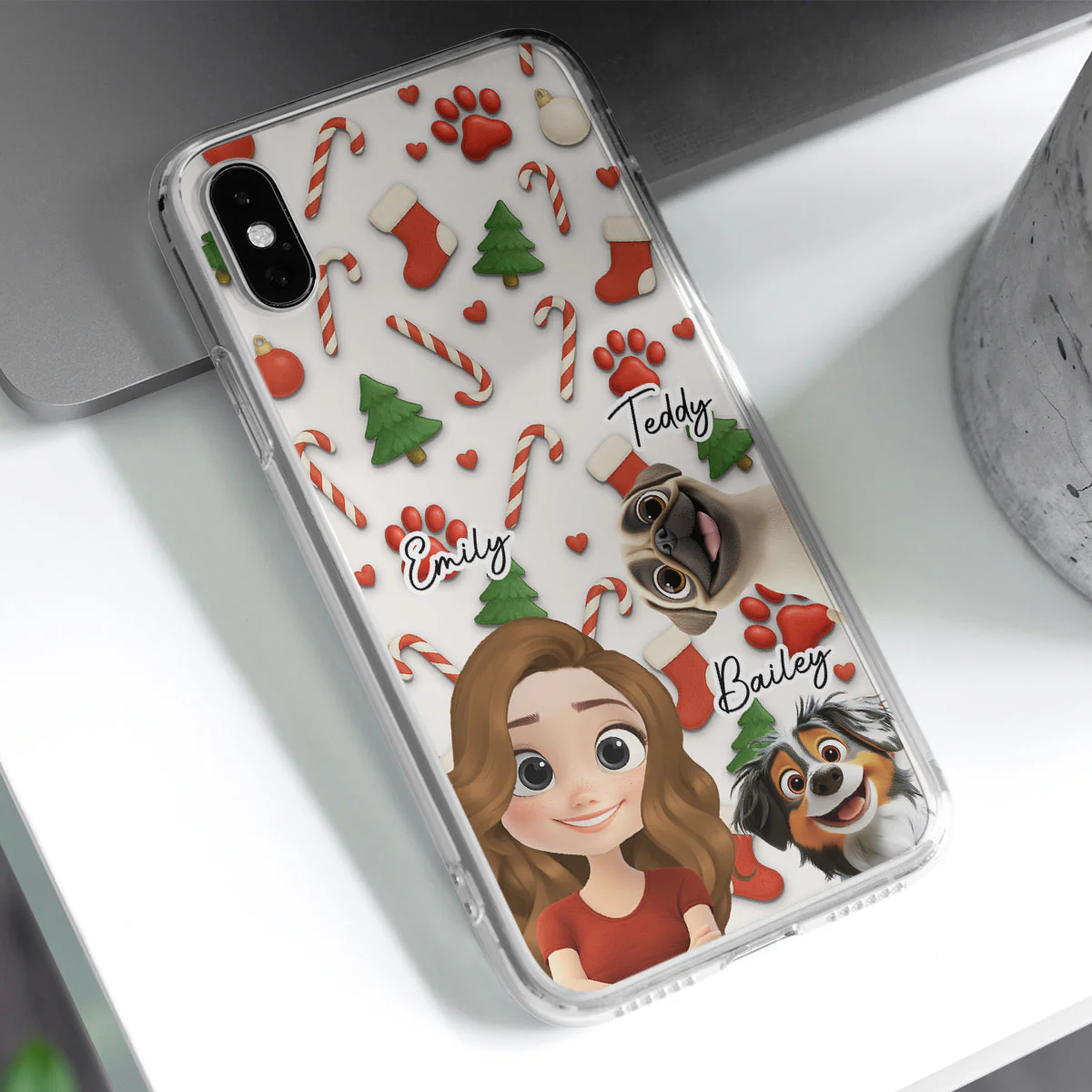 Dog And Human Cartoon Ver 2 - Personalized Custom Phone Case - Image 2